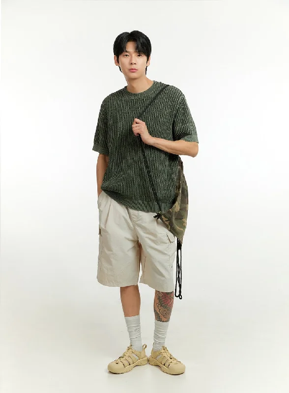 Retro Print Shorts-Men's Solid Cargo Shorts IL412