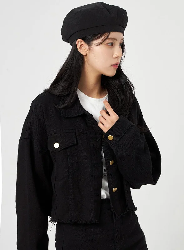 Adjustable Sleeve Jacket-Cropped Button Jacket OA313