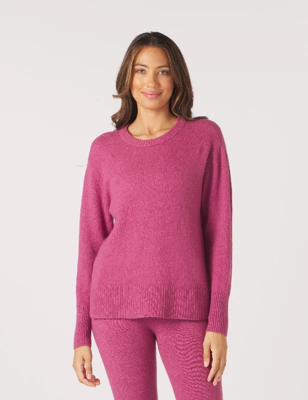 Sports Performance Long Sleeve-Elevated Knit Crew: Rouge