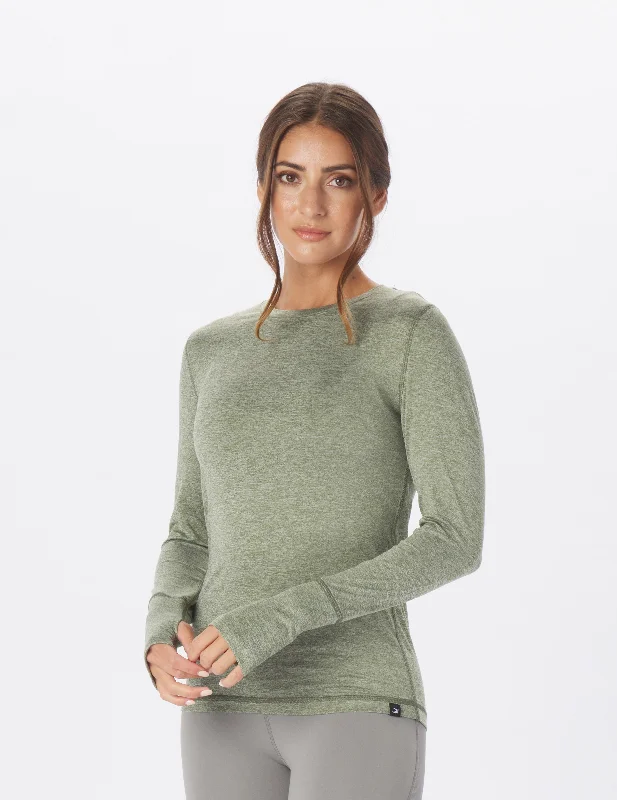 Stylish Mock Neck Long Sleeve-Simplicity Long Sleeve: Chive Heather