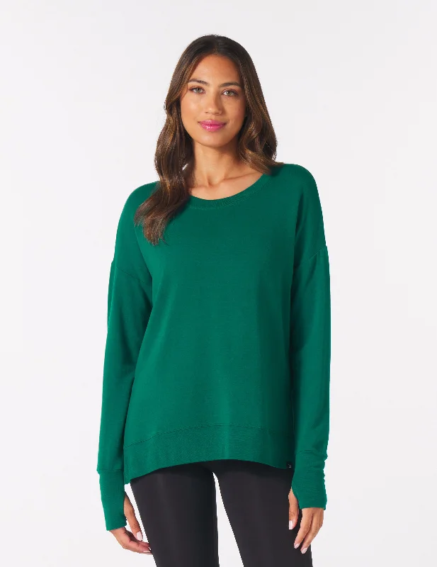 Trendy Fitted Long Sleeve-Lounge Long Sleeve: Emerald