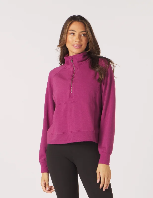 Comfortable Long Sleeve Shirt-Daily Scuba 1/4 Zip: Rouge