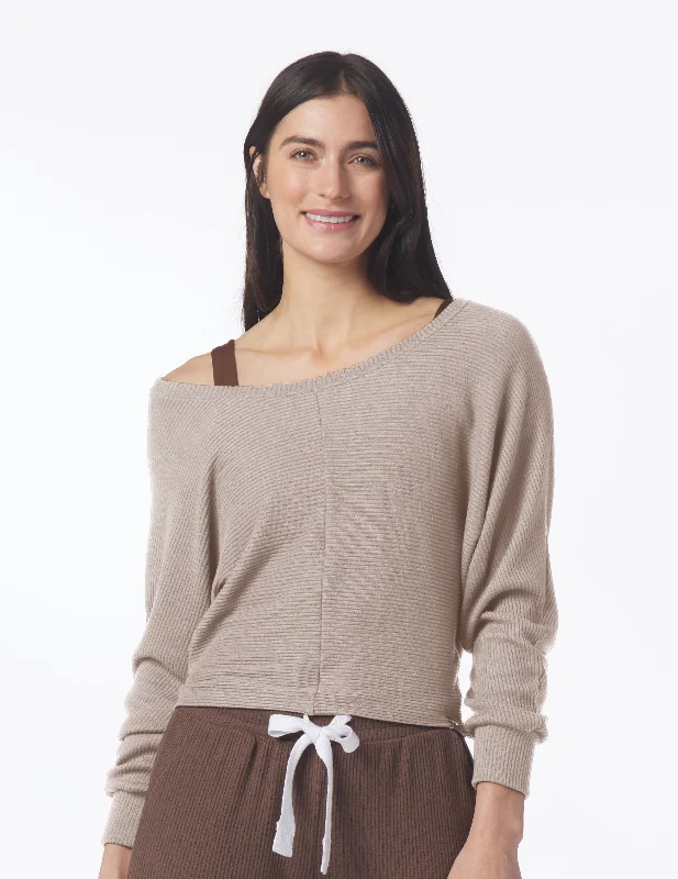 Simple Casual Long Sleeve-Comfort Dolman: Mocha