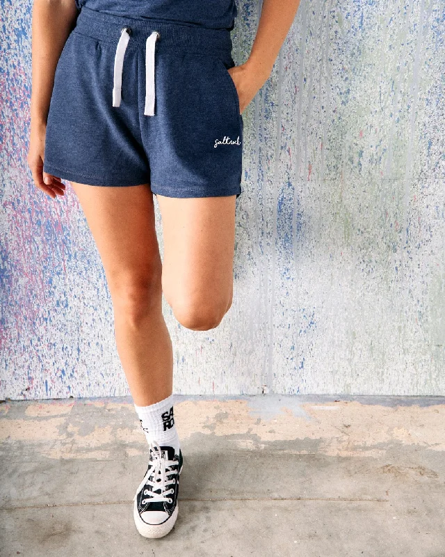 Comfortable Lounge Shorts-Velator - Womens Sweat Shorts - Blue Marl