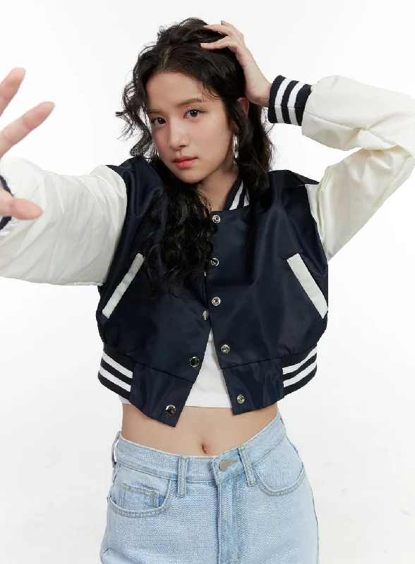 Winter Coat Jacket-Cropped Varsity Jacket ON404