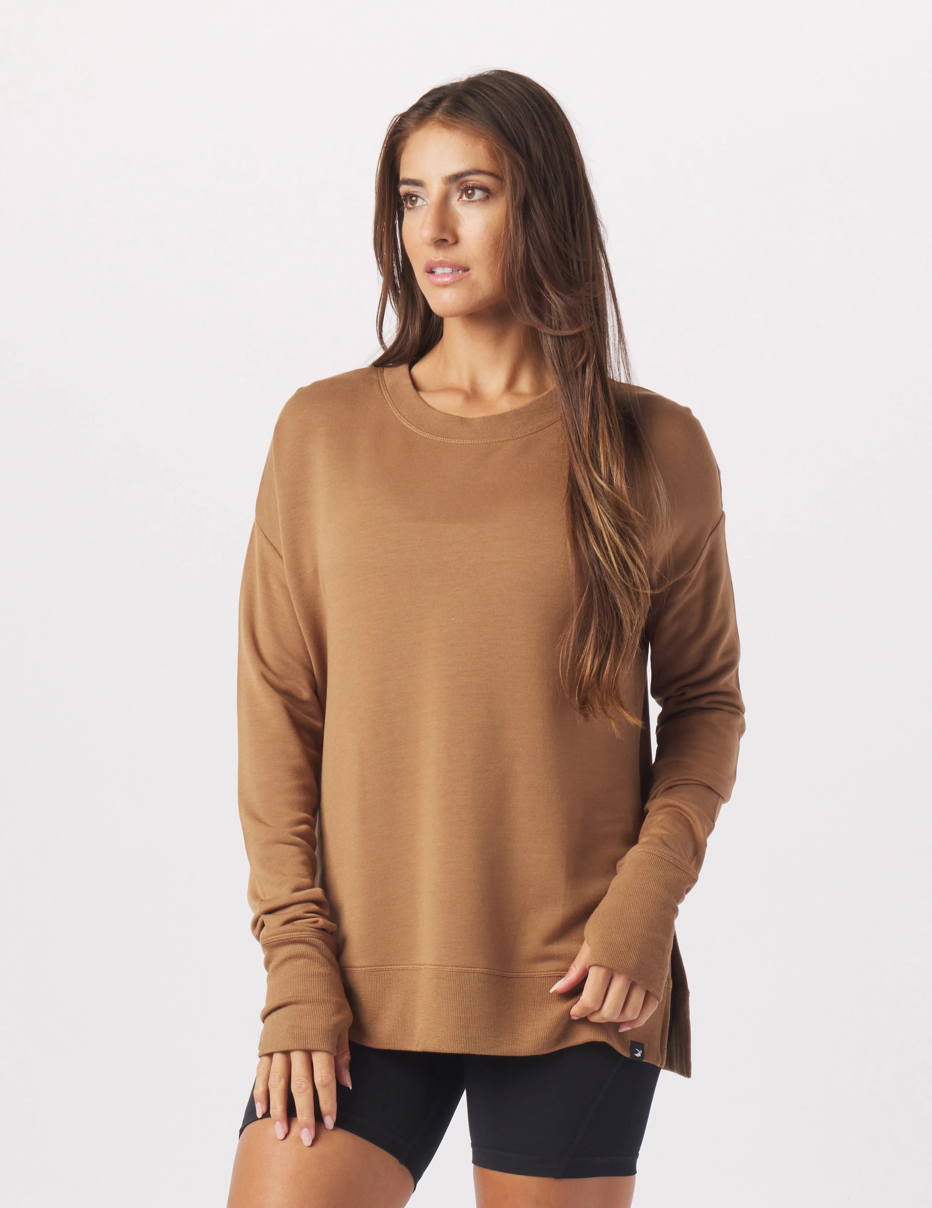 Minimalist Long Sleeve Shirt-Lounge Long Sleeve: Almond