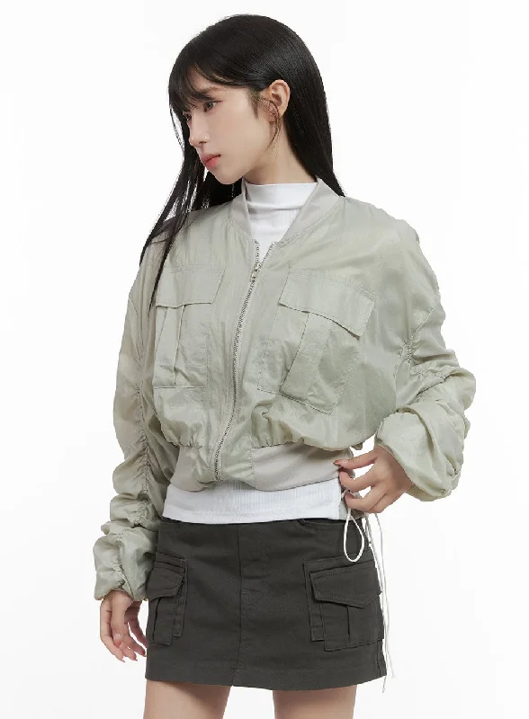 High-Tech Performance Jacket-String Shirred Crop Jacket CS419