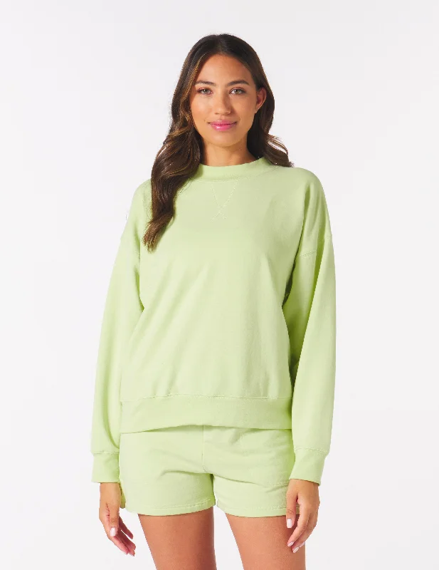 Soft Stretch Long Sleeve-Vintage Oversized Crew: Honey Dew