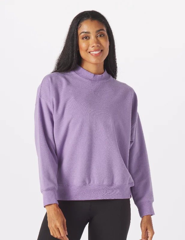 Light Stretch Long Sleeve-Vintage Oversized Crew: Amethyst