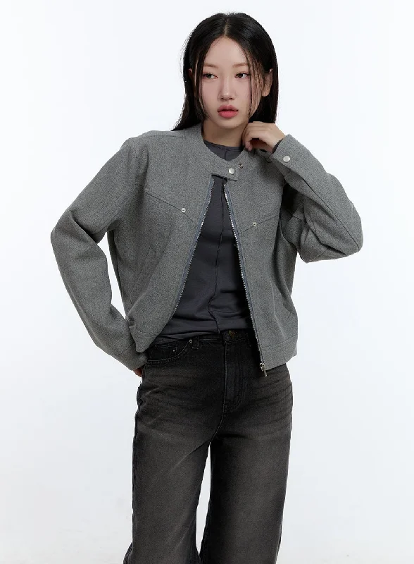 Zip-Up Hoodie Jacket-Elegant Autumn Buttoned Jacket CD420