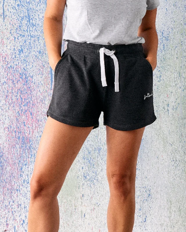 Printed Graphic Shorts-Velator  - Womens Sweat Short - Dark Grey