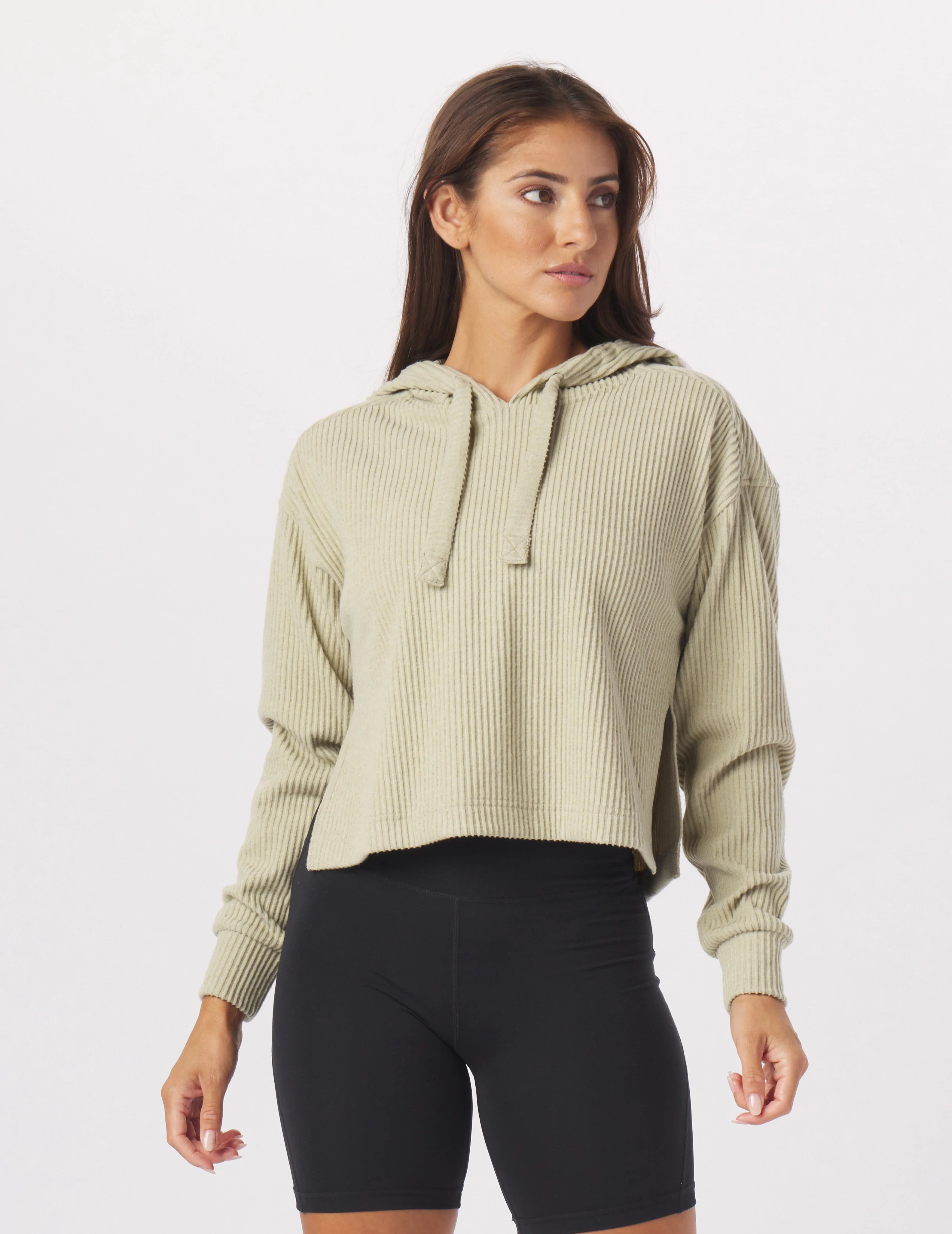 Layered Long Sleeve Top-Valley Hoodie: Linen