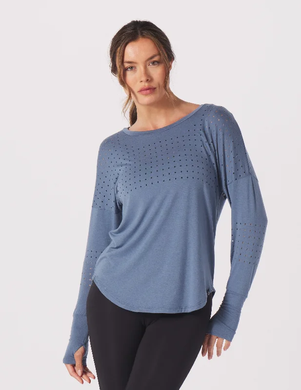 Long Sleeve Sweatshirt-Mood Long Sleeve: Washed Blue