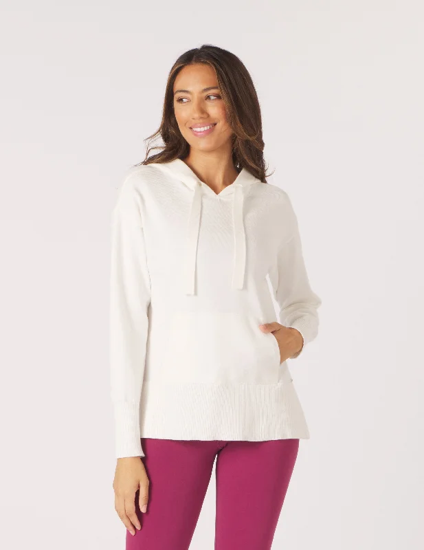 Stylish Button-Down Long Sleeve-Elite Hoodie: White