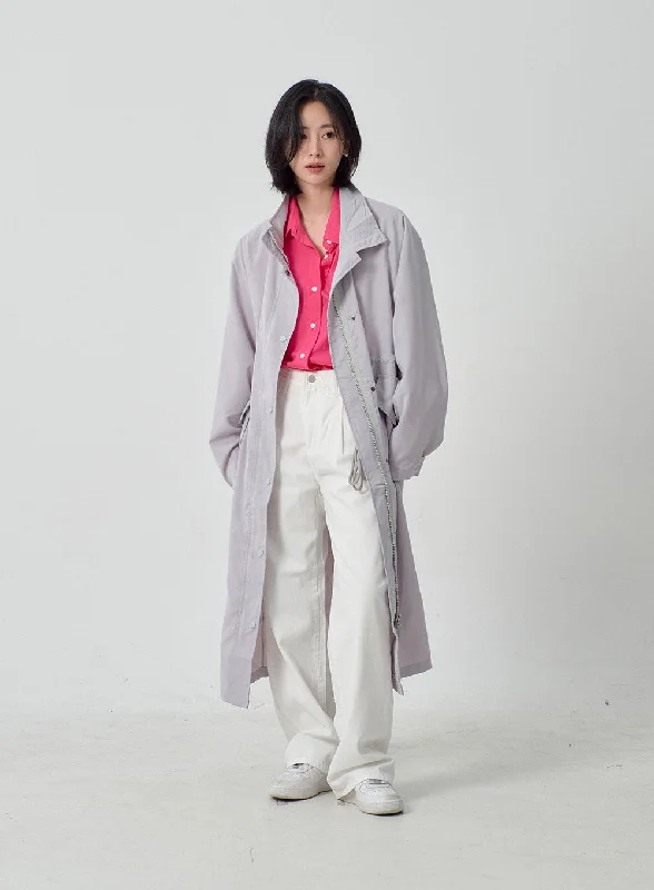 Cozy Long Jacket-Pocket Oversized Zip-Up Coat OF301