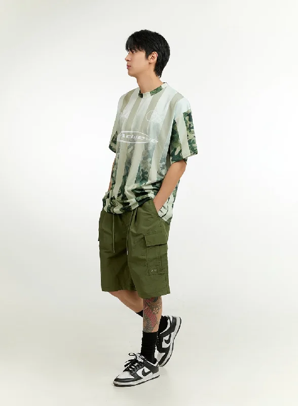 Quick Dry Swim Shorts-Men's Cargo Cotton Shorts IL412